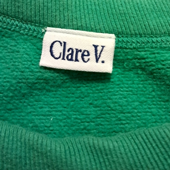 Clare V Sweatshirt French Terry Embroidered Green Size L - Picture 6 of 9